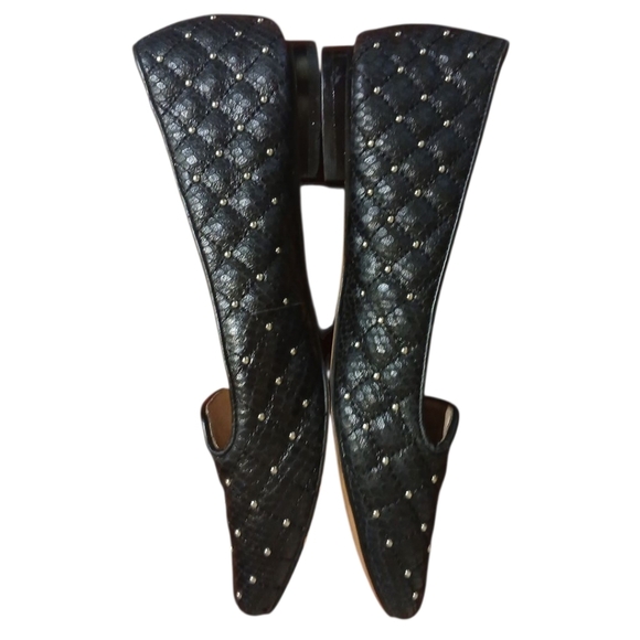 Vince Camuto Black Quilted Studded Flats Loafers Size 8 - Picture 6 of 11